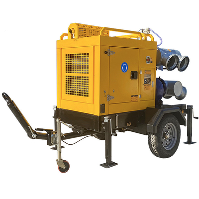 kopen Trailer Mounted Water Pump Set Solid Handing 76mm Single Stage Pump Diesel Engine Self Priming Pump online manufacture