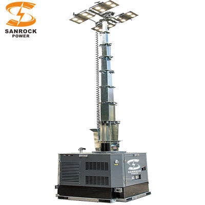 Buitenshuis Diesel Mobiele Verlichting Toren Hoogte 9m 6kw 9kw LED Light Tower Generator